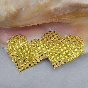 Pair of yellow polka dot heart pasties nipple covers NWT